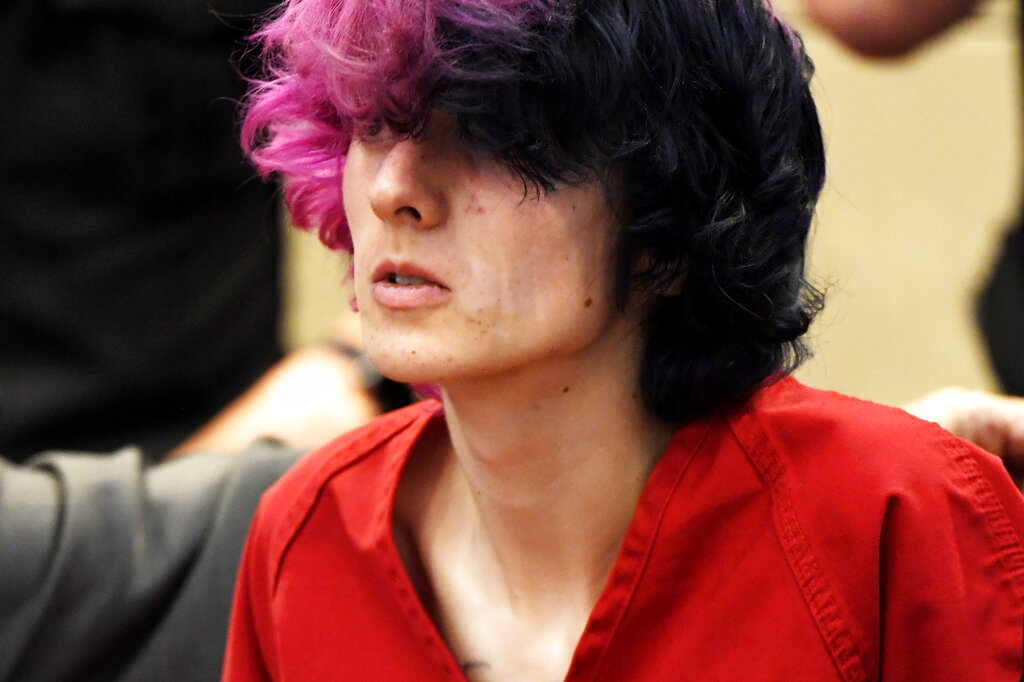 Devon Erickson, an accused STEM School shooter, appears at the Douglas County Courthouse in Colorado on Wednesday.