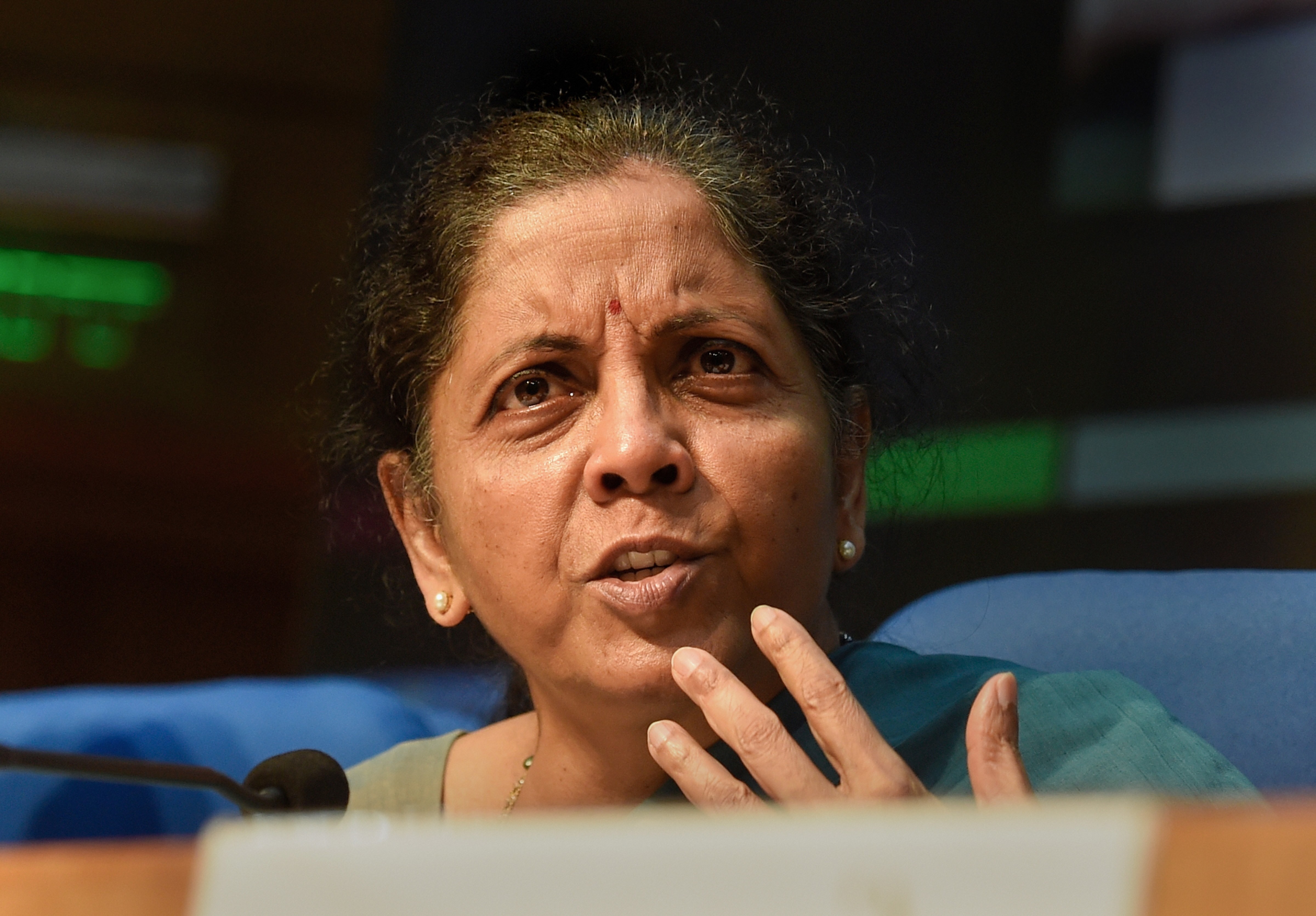 Union Finance Minister Nirmala Sitharaman addresses a press conference to announce the fifth and final tranche of economic stimulus package, at the National Media Centre in New Delhi, Sunday, May 17, 2020.