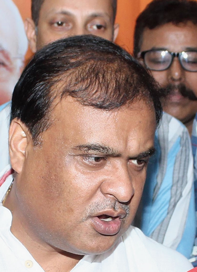 Himanta Biswa Sarma interacts with reporters in Guwahati on Wednesday