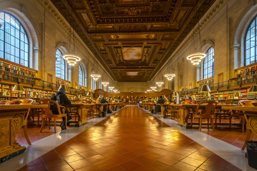 The main reading room of the New York Public Library.