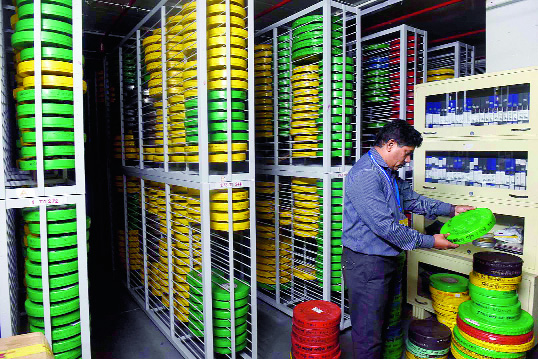 Inside the film vault at the Cinema Centenary Building.