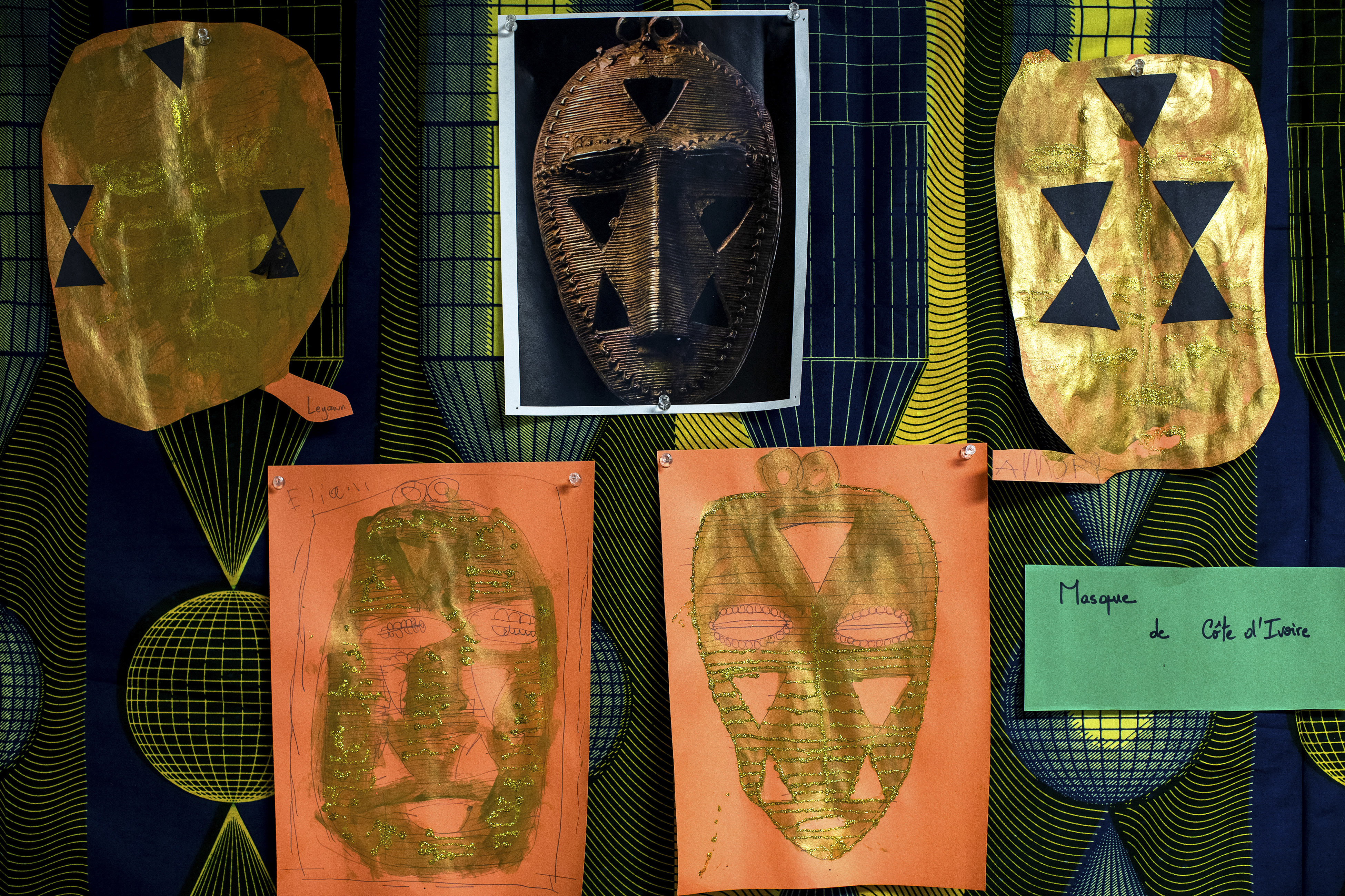 Toddlers at Little Sun People, a private preschool in Brooklyn, did an art project based on masks from Ivory Coast.