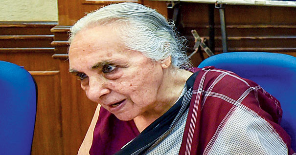 Romila Thapar at the news conference. 