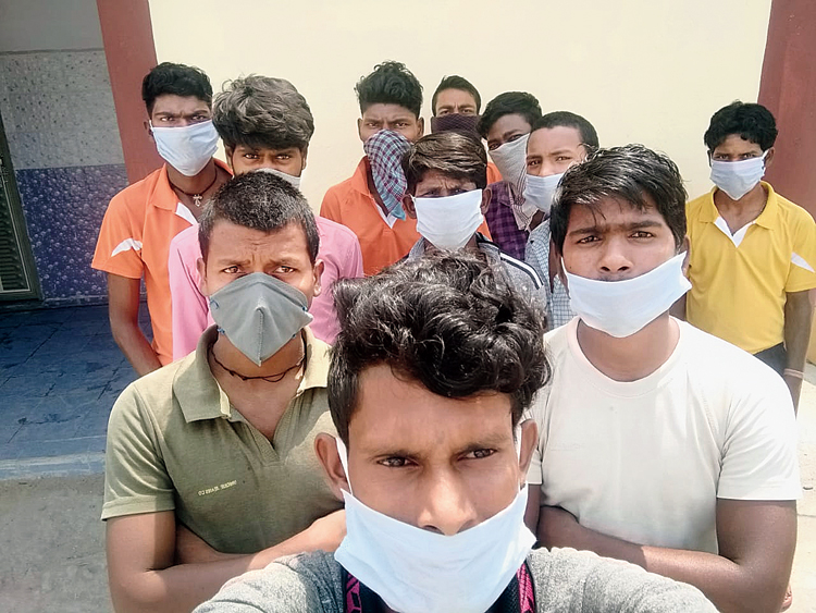 The migrant labourers in the quarantine camp