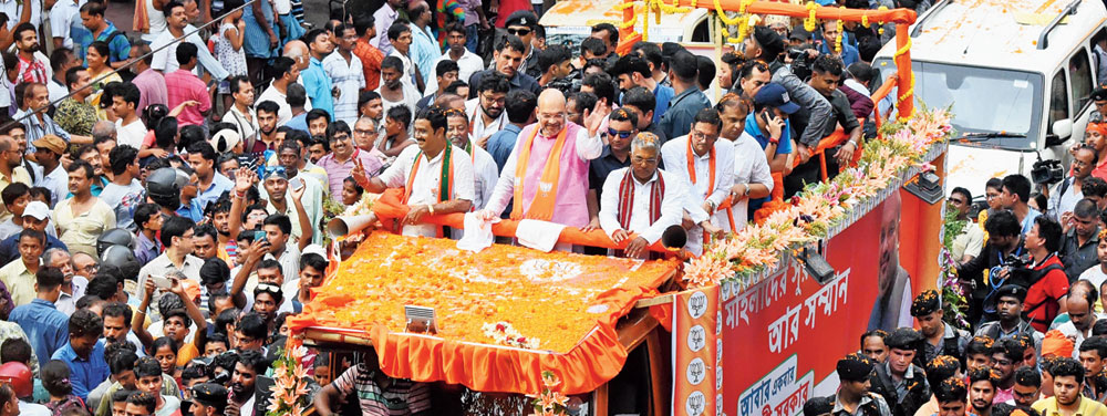 Shah takes part in the road show in Calcutta on Tuesday
