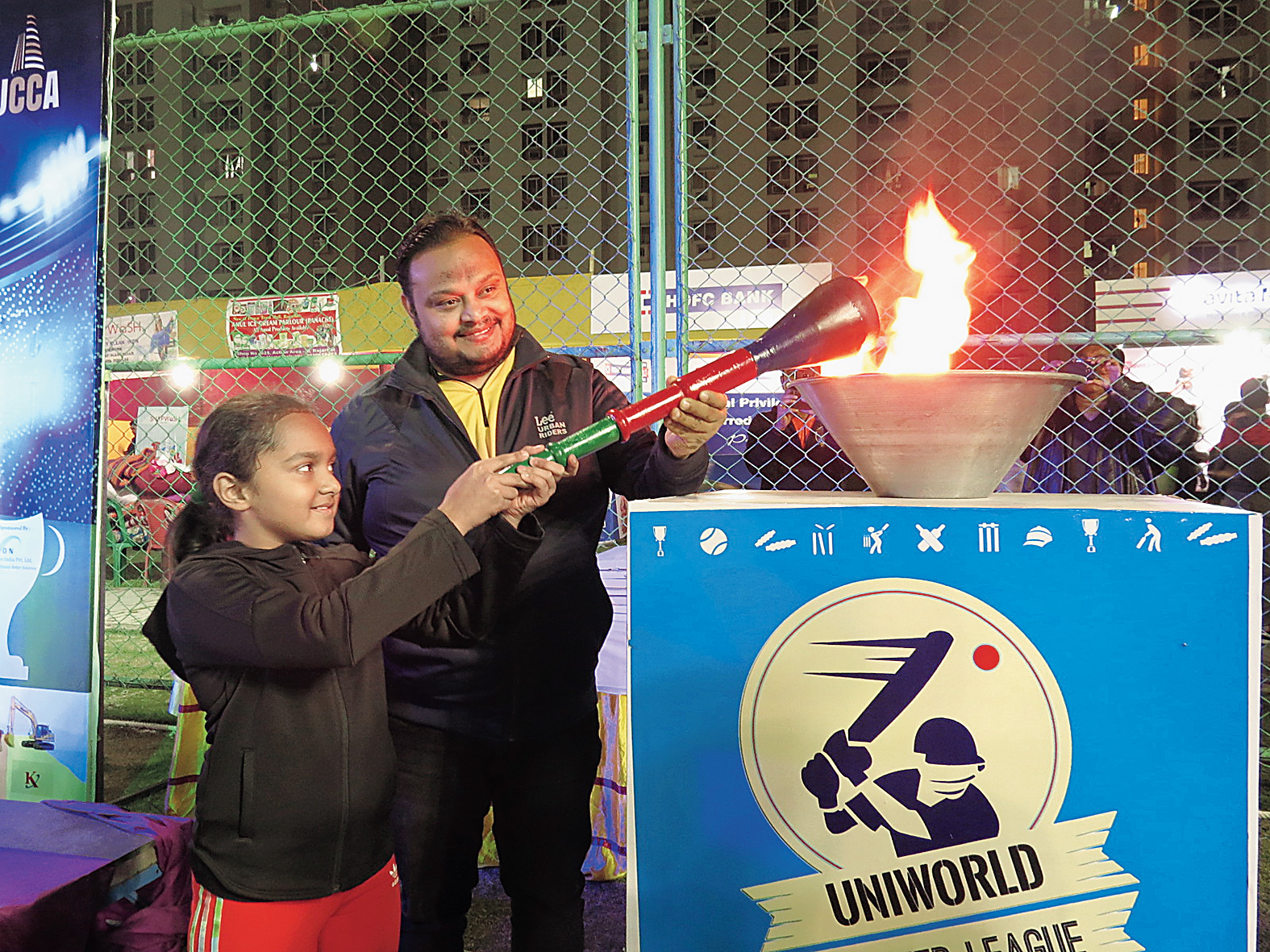 Shyla Senapati, the under-eight girls’ championship winner at Bengal Tennis Association, lights the tournament cauldron.