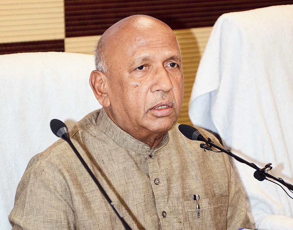 Saryu Roy, Jharkhand’s minister of food, civil supplies and consumer affairs, during the news meet in Ranchi on Friday