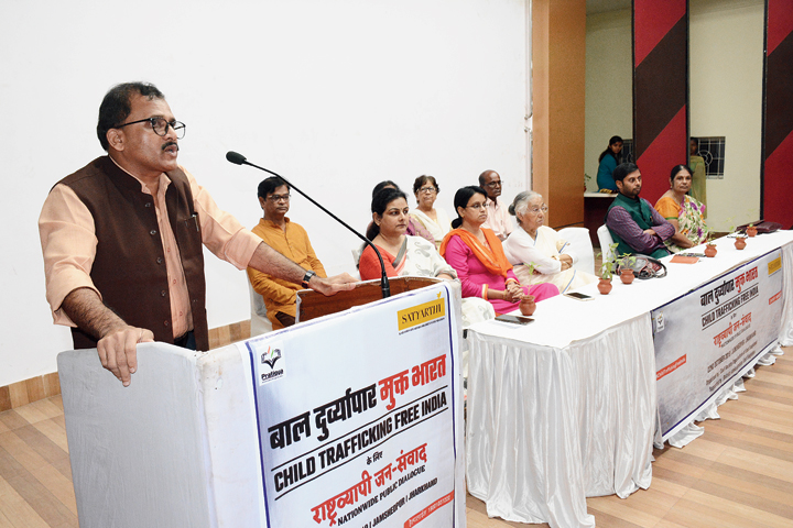 Director of Kailash Satyarthi Children’s Foundation, Omprakash, speaks at the event
