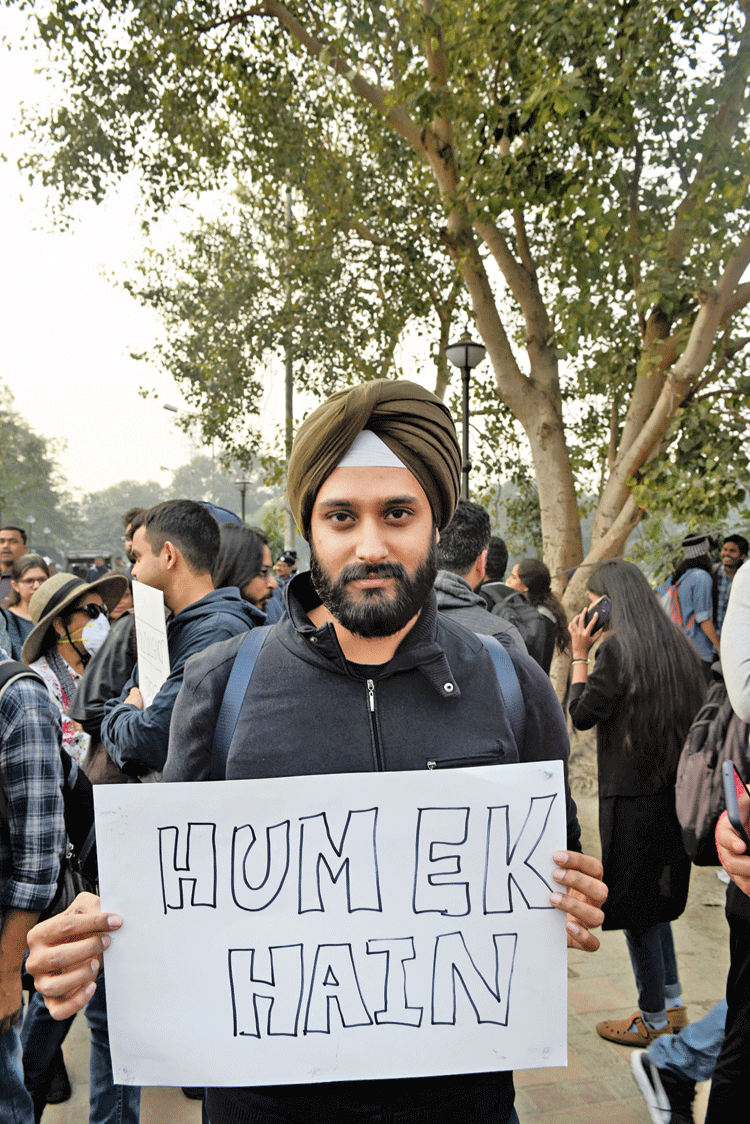 Avneesh Narang, an alumnus of St Stephen’s College. “All my life, I had pretty much been in my own cosy bubble. I was never used to protesting. But things have changed. If you are quiet now, you are complicit,” said Narang, who works with a private consultancy