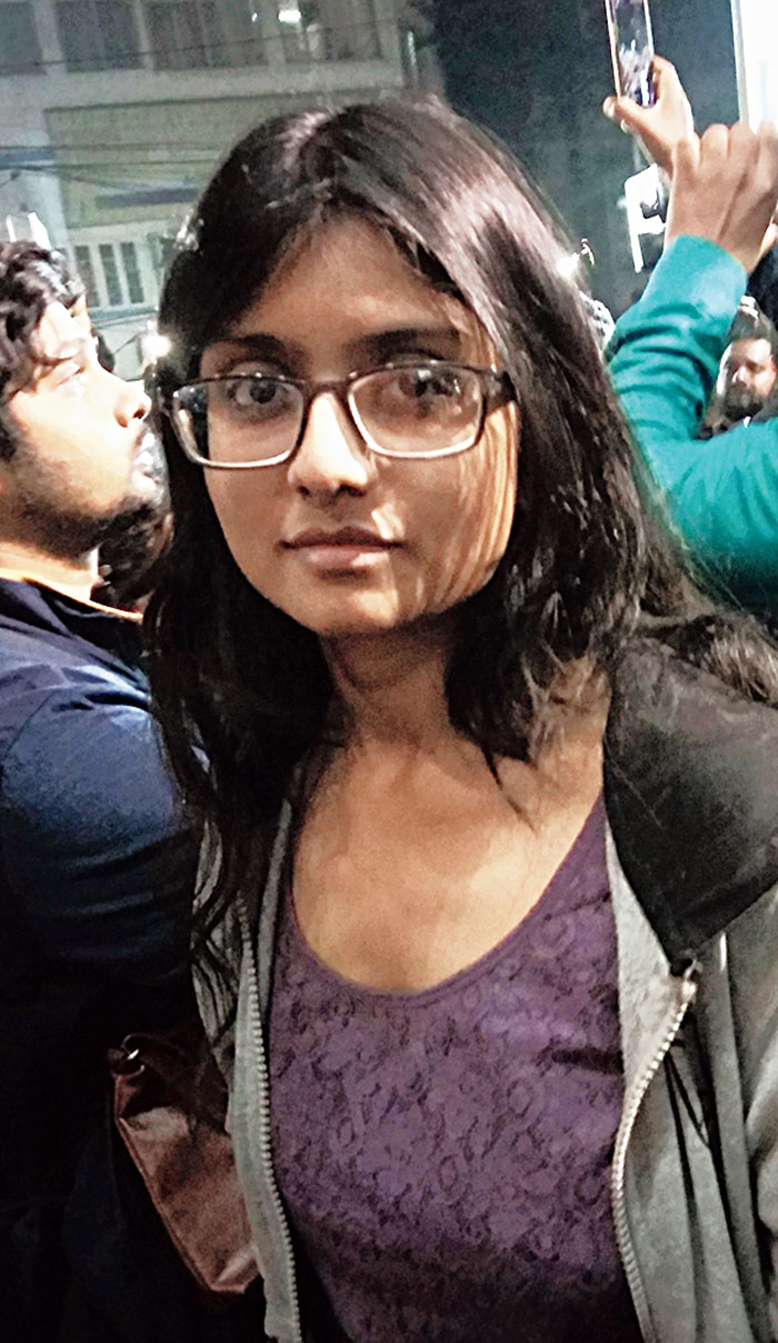 Kriti Ray, a Bijoygarh resident pursuing MPhil in economics at JNU
She has come to Calcutta to visit her ailing grandfather and was not in the hostel during the attack on Sunday. On Tuesday, she walked in the rally from College Street to Jorasanko