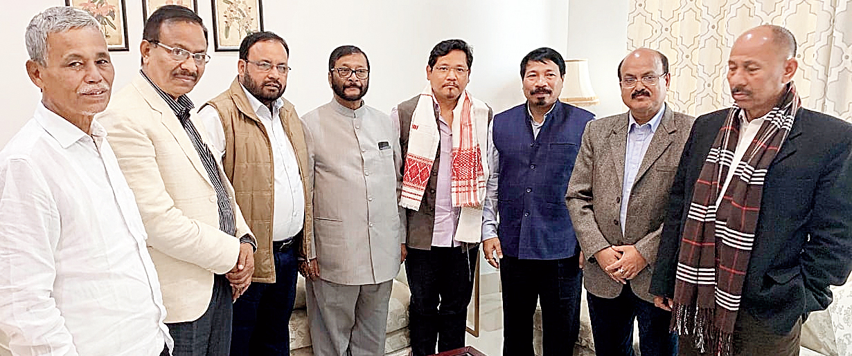 AGP leaders with Meghalaya chief minister Conrad Sangma in Tura on Friday
