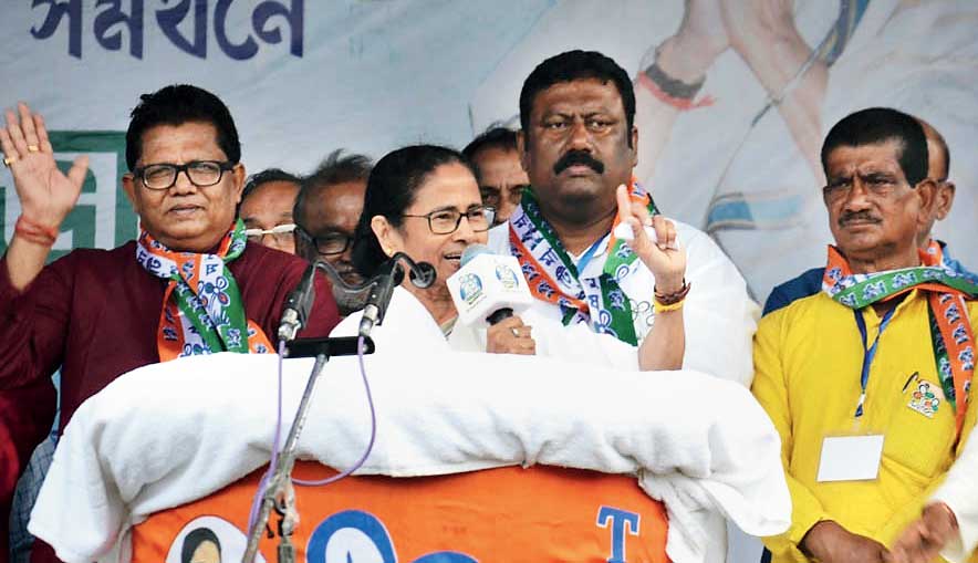 Mamata Banerjee at the public meeting in Falakata.