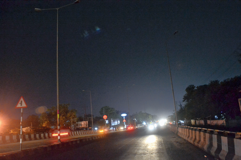 The dark stretch of the Tata-Kandra road on Tuesday
