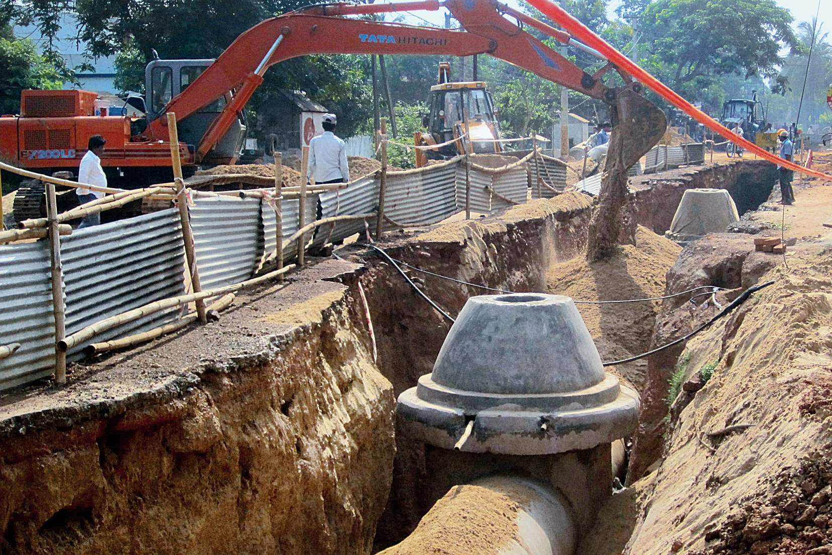 Sewerage work going on in Bhubaneswar. 