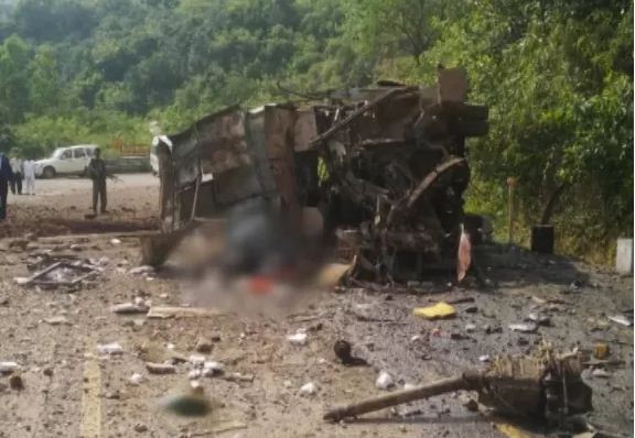 Four civilians and a CISF jawan were killed when suspected Naxals detonated a bus with an improvised explosive device (IED) in Chhattisgarh's Dantewada district on Thursday.