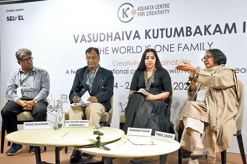 (L-R) Vikas Dilawari, Kalyan Kumar Chakravarty, Ramanjit Kaur and Parul Zaveri raised some pertinent questions during their talk on the session ‘Reviving & Inventing Sustainable Approaches to Art and Architecture’