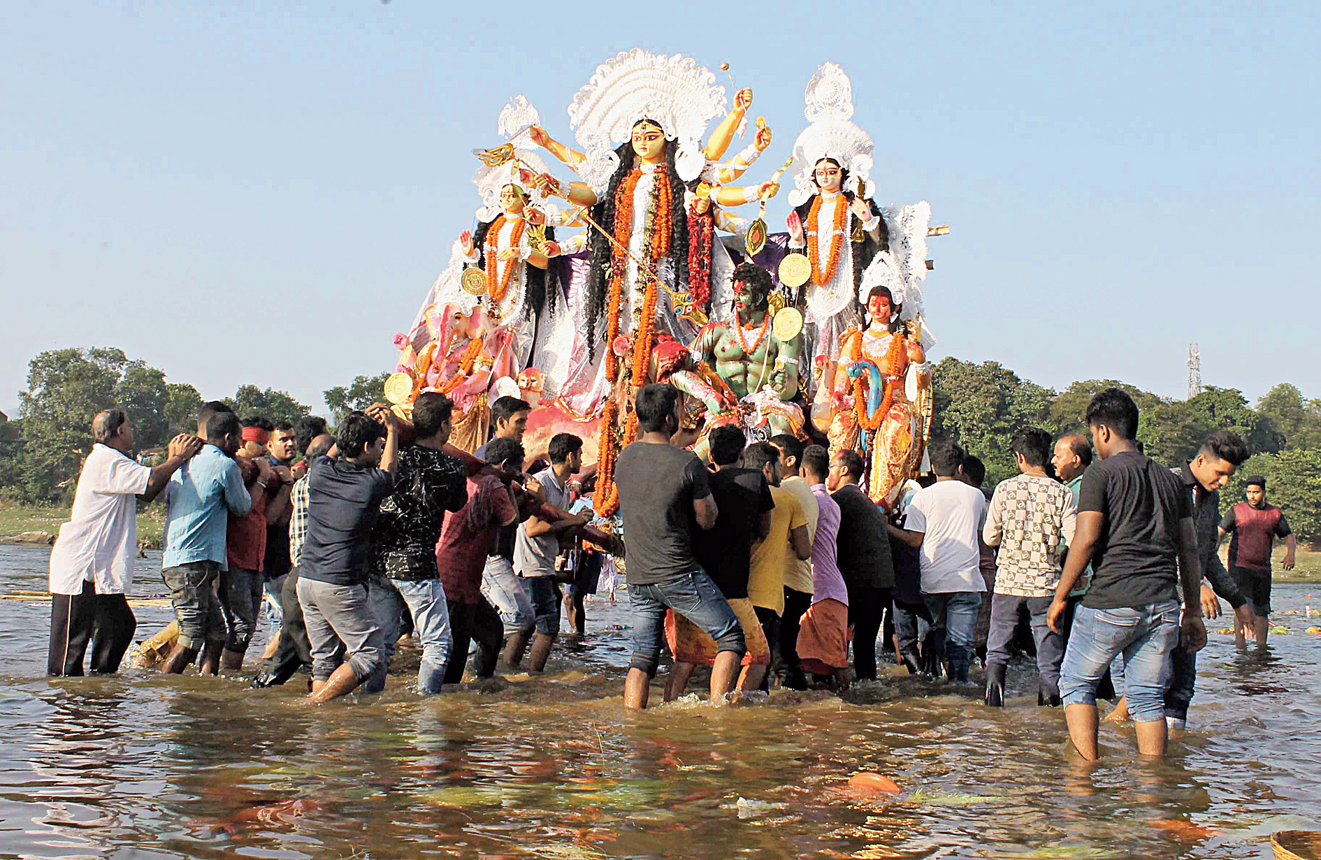 Bisarjan at Subernarekha Ghat in Sakchi, also in the steel city.