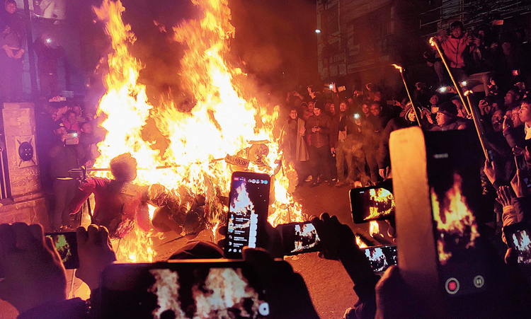 People in Shillong  burn the effigies of Prime Minister Narendra Modi, Union home minister Amit Shah, Meghalaya  governor Tathagata Roy and 
Tura MP Agatha K. Sangma on Tuesday