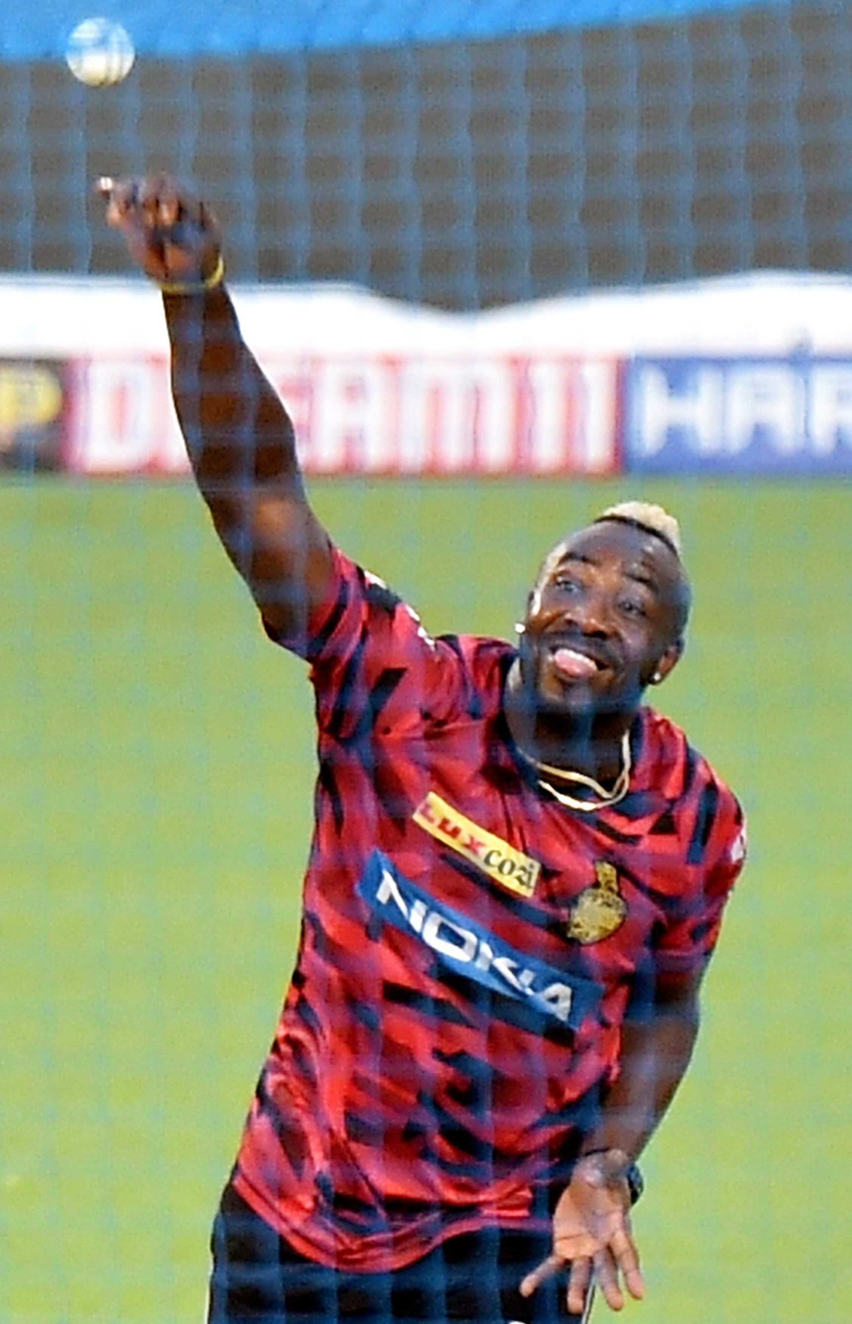 Andre Russell during a training session ahead of the IPL cricket match between KKR and Mumbai Indians, in Calcutta, on April 27, 2019. 