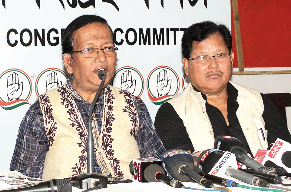 PCC general secretary Mukul Sarma at Rajiv Bhawan in Guwahati on Friday. 