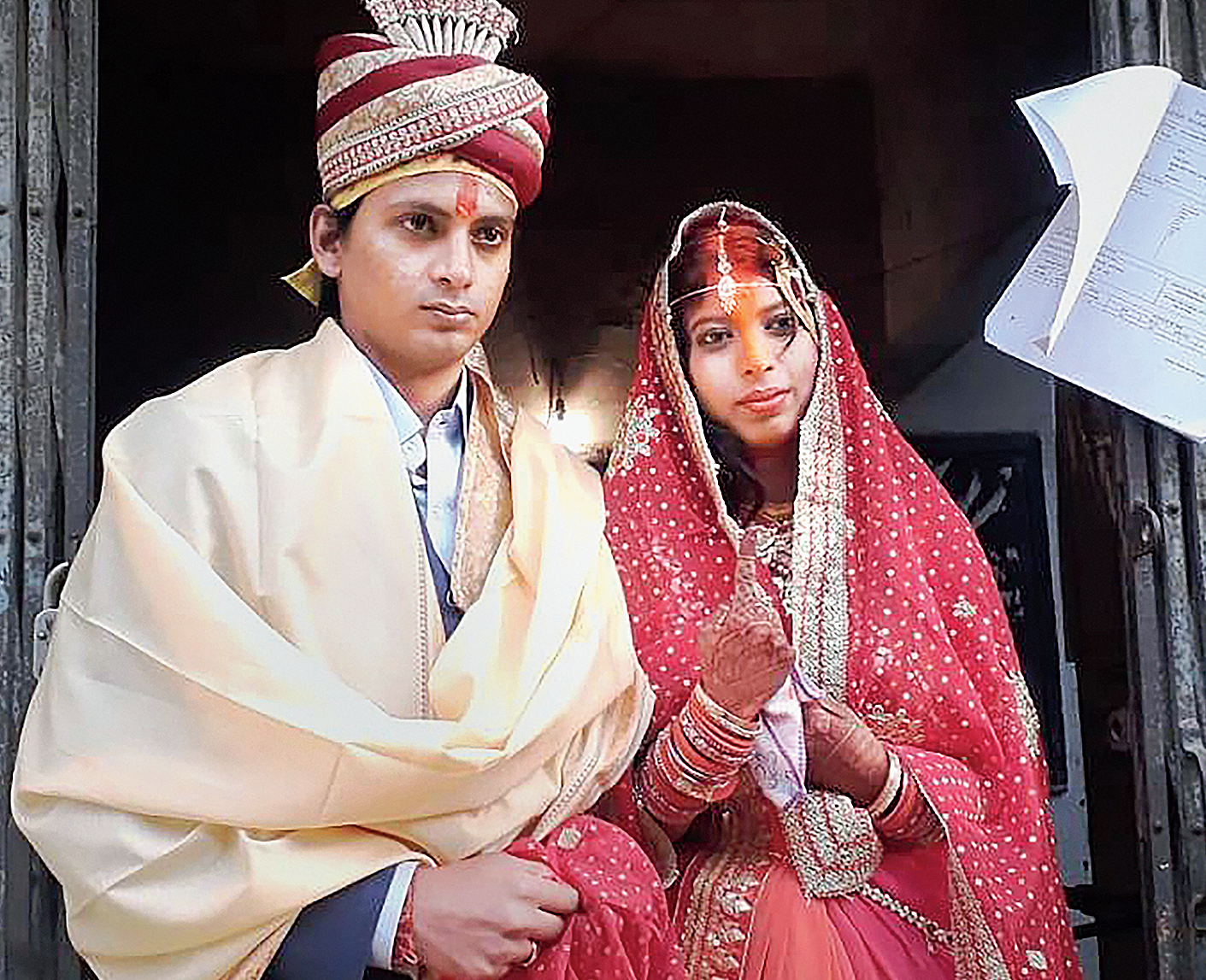 Priyanka Kumari and Prakash Kumar at a booth in Hazaribagh on Thursday. 