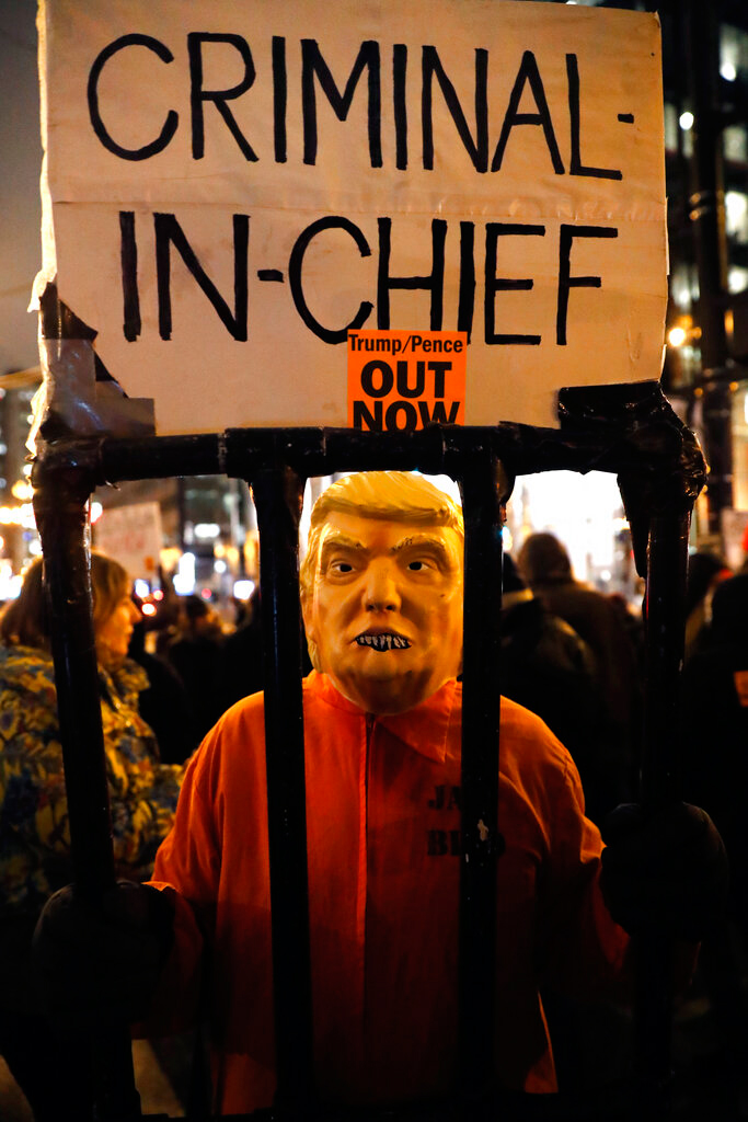 Protesters at an anti-Trump rally on December 17 in Chicago