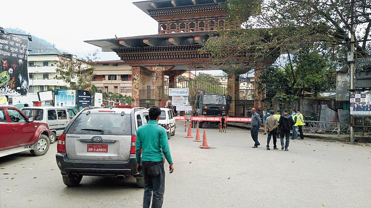 The Bhutan entry gate at Jaigaon during the lockdown
