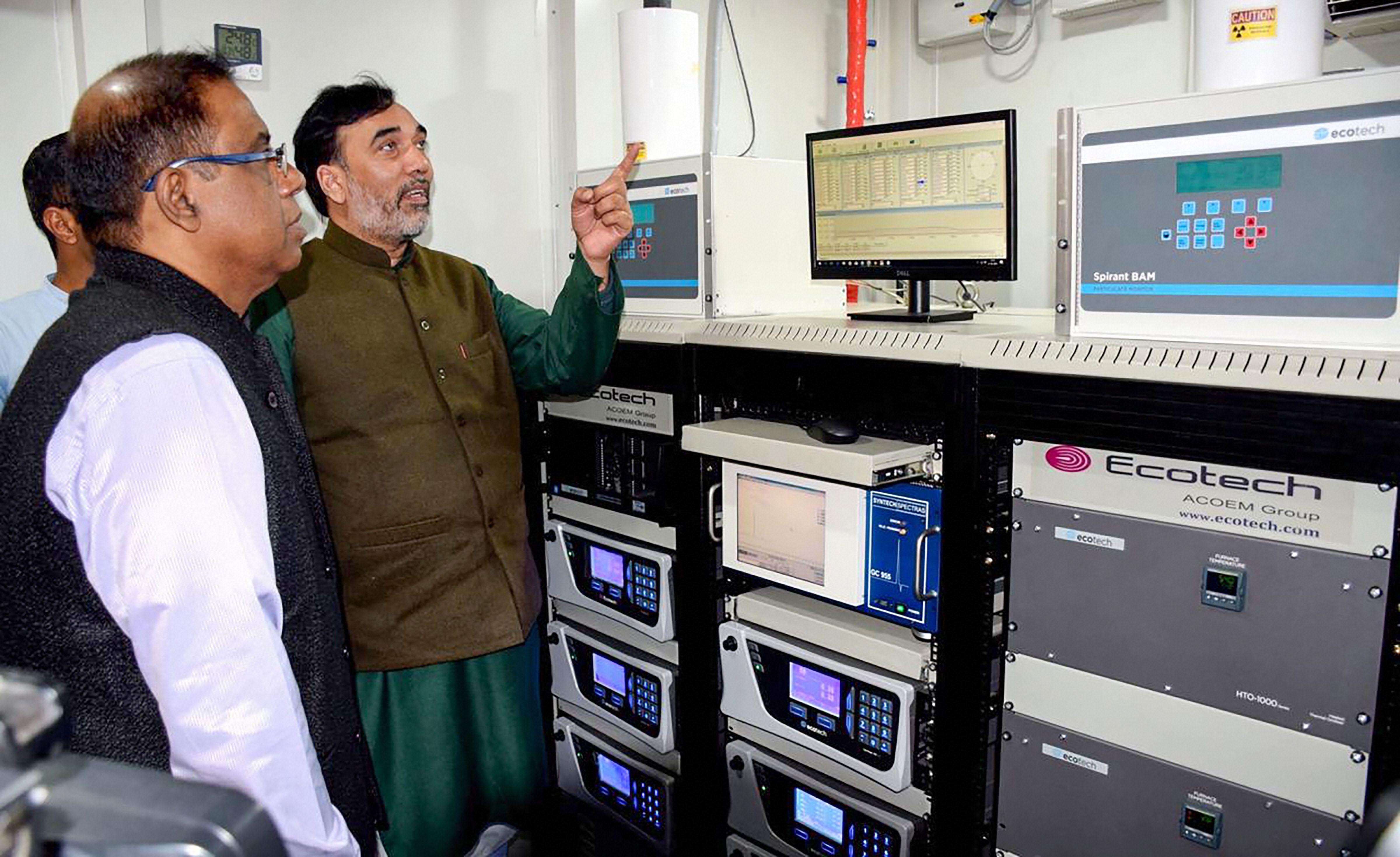 Delhi Environment Minister Gopal Rai visits AQI monitoring station in New Delhi
