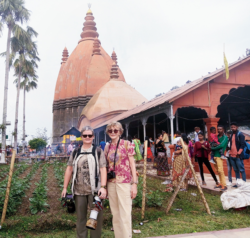 Foreign tourists visit Shivadol in Sivasagar on Saturday