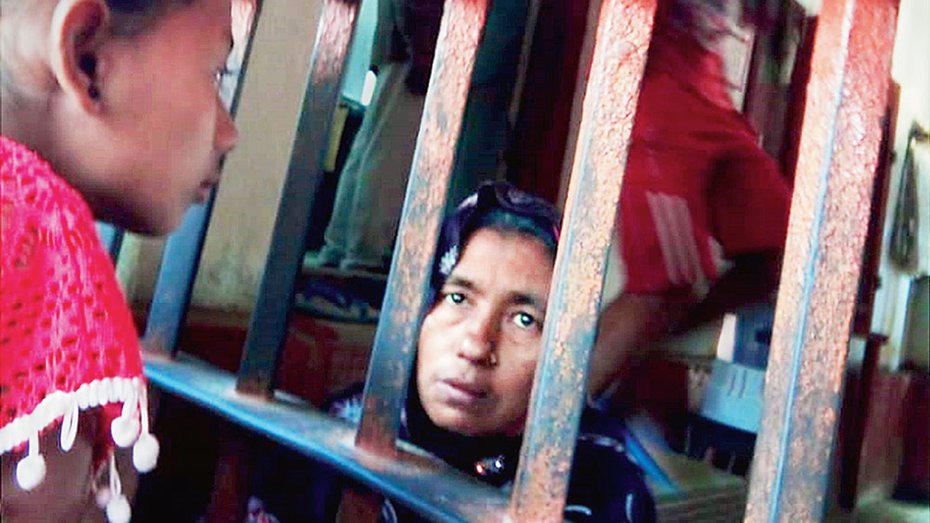 A person in the detention camp inside Silchar Jail with her daughter.
