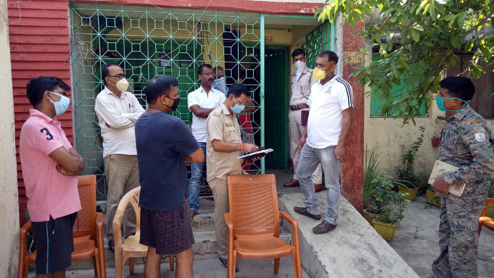 Police at the businessman's home in Bokaro