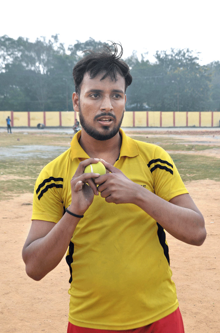 Kumar Gaurav plays a friendly cricket match at Golf Ground in Dhanbad on Tuesday. 
