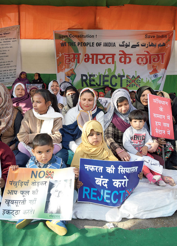Kids at the sit-in front of Haj House in Ranchi on Monday