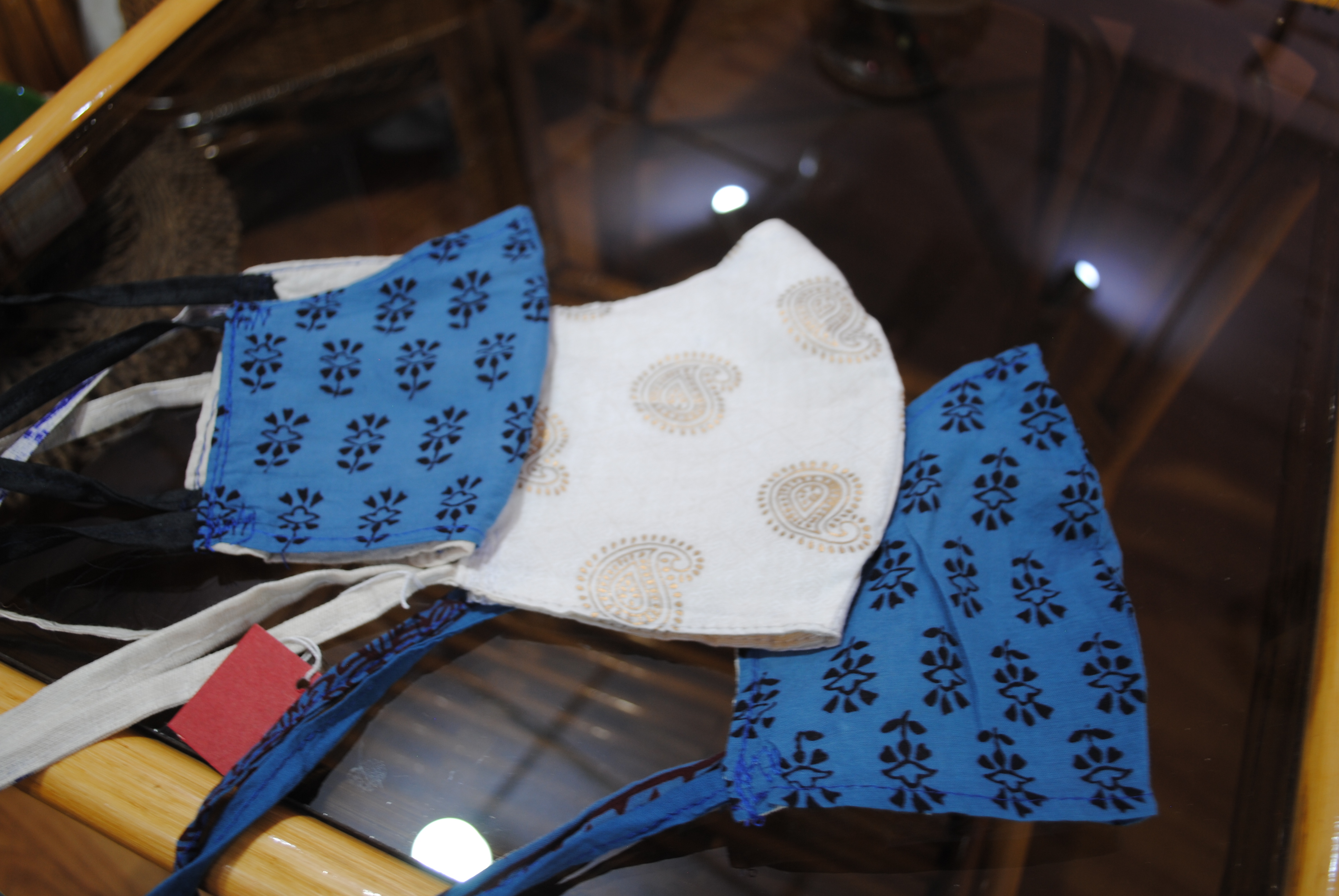 Reusable cloth masks made by artisans of Kalamandir.