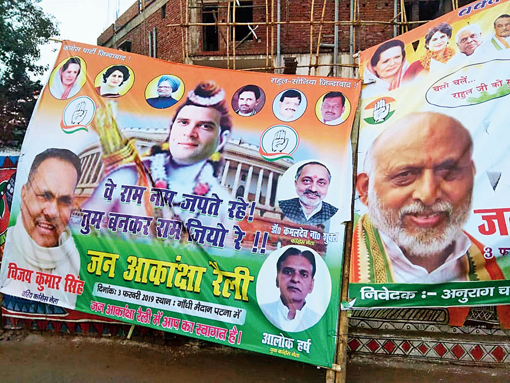 BJP fumes as Patna posters depict Rahul Gandhi as Lord Ram - Telegraph ...