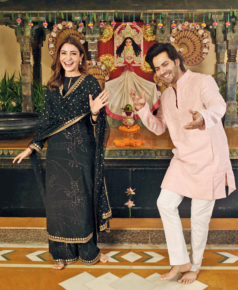 Varun coaxed, “Let’s do this together”, she joined him for a step or two. We’re going to try that step for our bhashan dance this year!