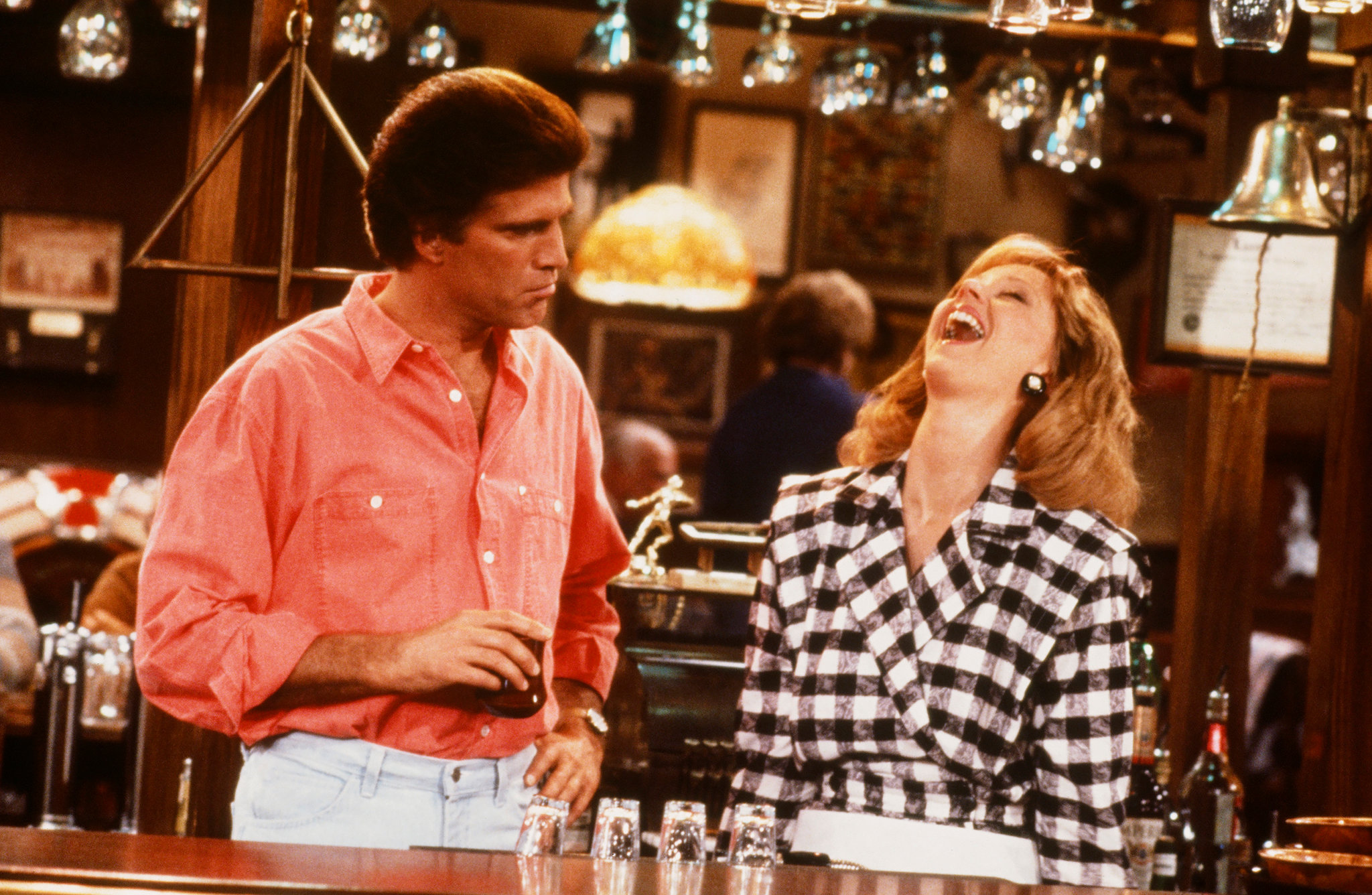 Ted Danson and Shelly Long in a still from Cheers