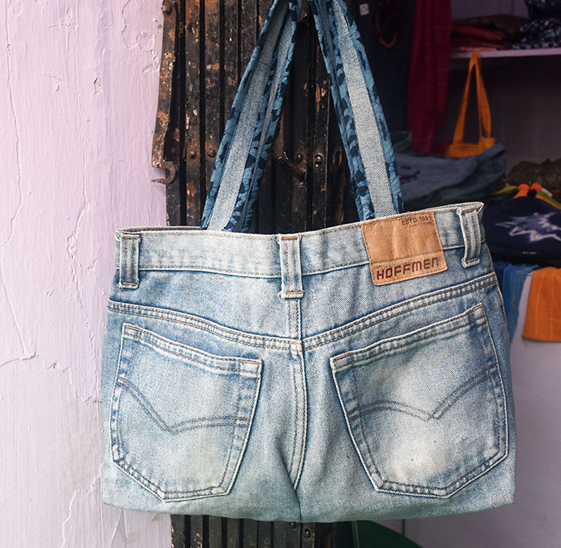 About: The Deshaj stall has picked up torn jeans, chopped off the bottoms and stitched them to create bags that are sure to make heads turn. “We have embellished them with ribbons, beads and added denim handles on top,” says Priya Singh.