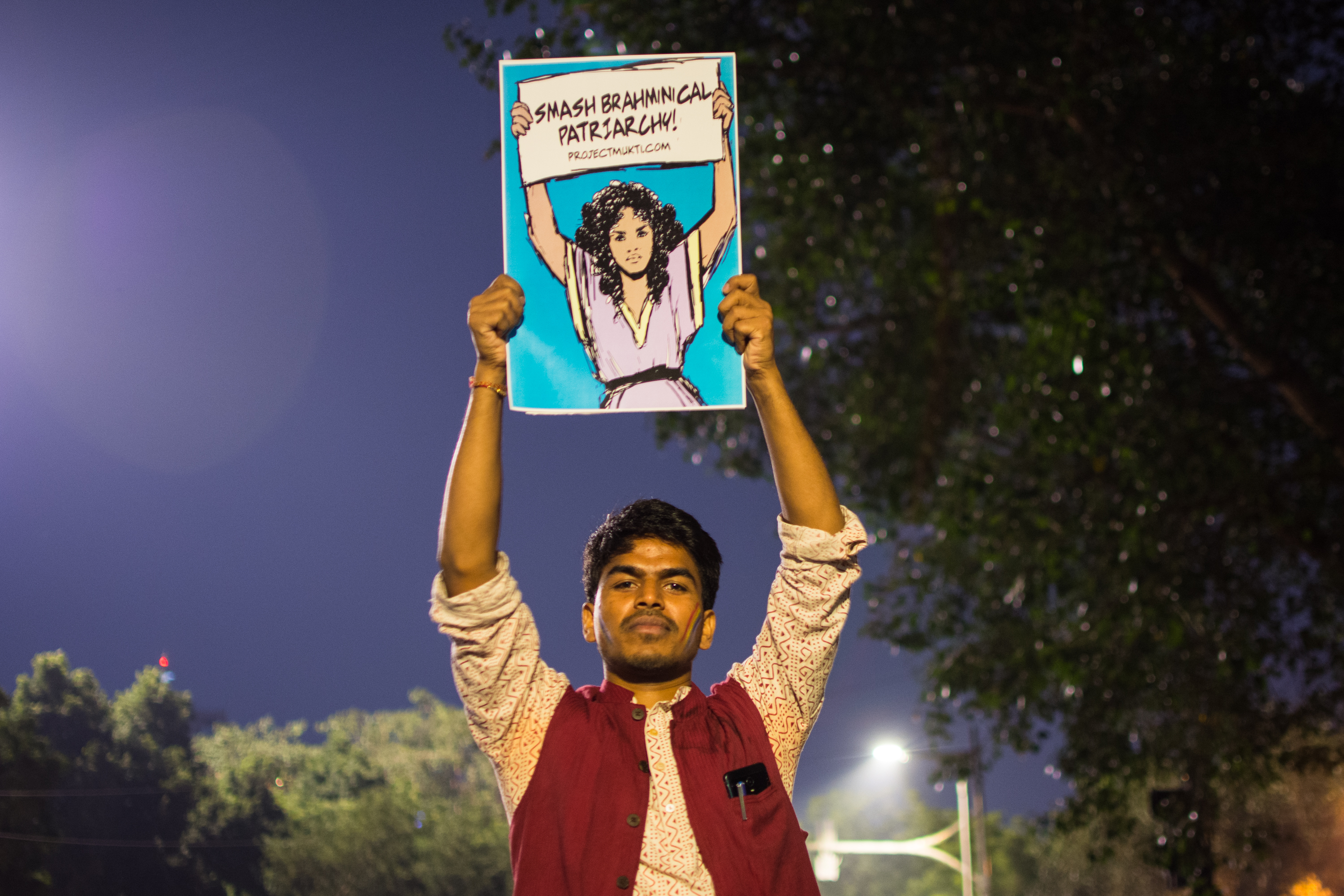 The poster that made Jack Dorsey and Twitter nervously apologise popped up at the Pride on Sunday. Law graduate Shushant Singh stood on a scooter holding the 